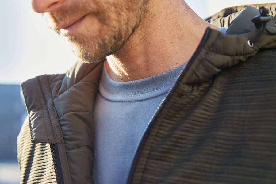 Kurtka męska z melanżową strukturą i warstwą polaru