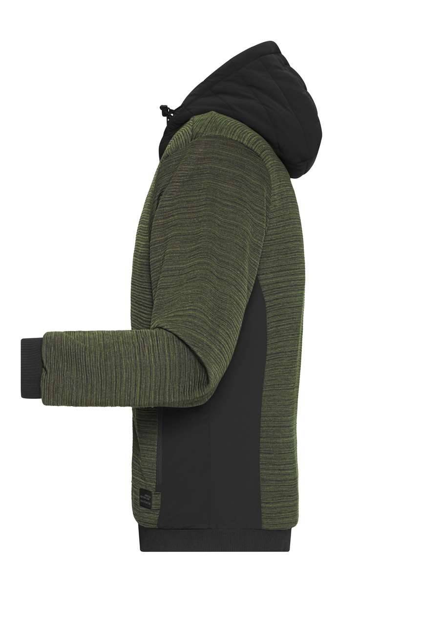 Kurtka męska z melanżową strukturą i warstwą polaru