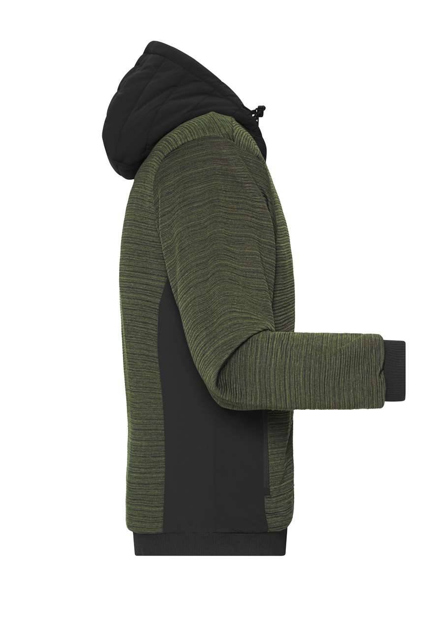 Kurtka męska z melanżową strukturą i warstwą polaru