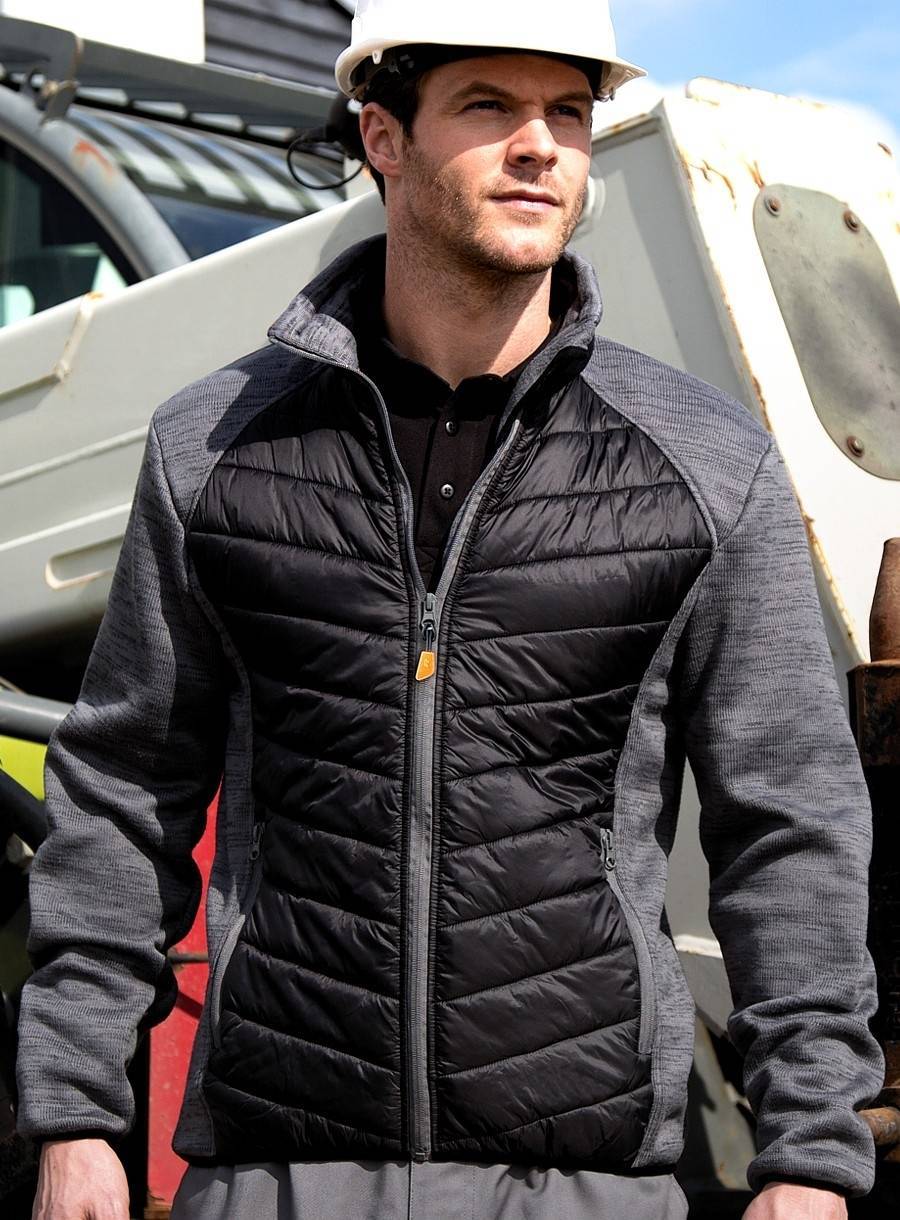 Kurtka męska z pikowanym korpusem i melanżowymi rękawami