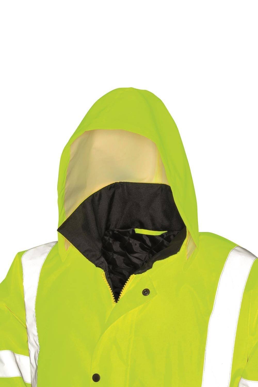 Kurtka odblaskowa ze składanym kapturem i klapami sztormowymi