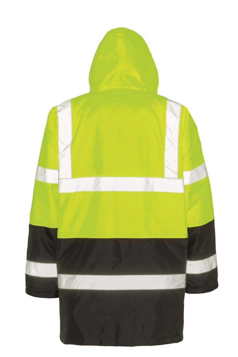 Kurtka odblaskowa ze składanym kapturem i klapami sztormowymi