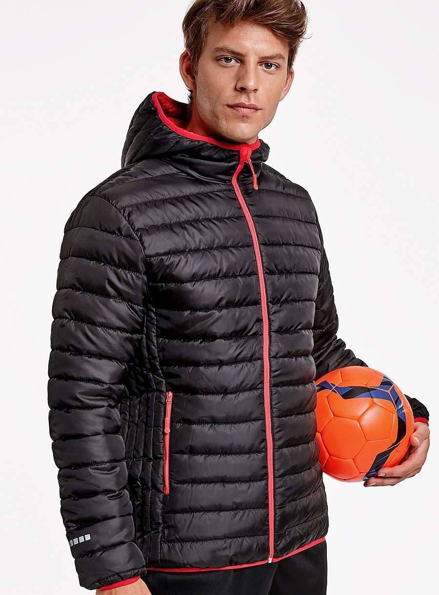 Kurtka pikowana z kapturem Roly z kontrastowymi oraz odblaskowymi detalami