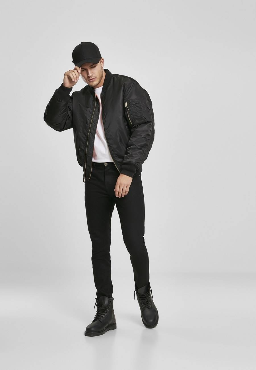 Kurtka pilotka typu bomber z kieszenią na rękawie