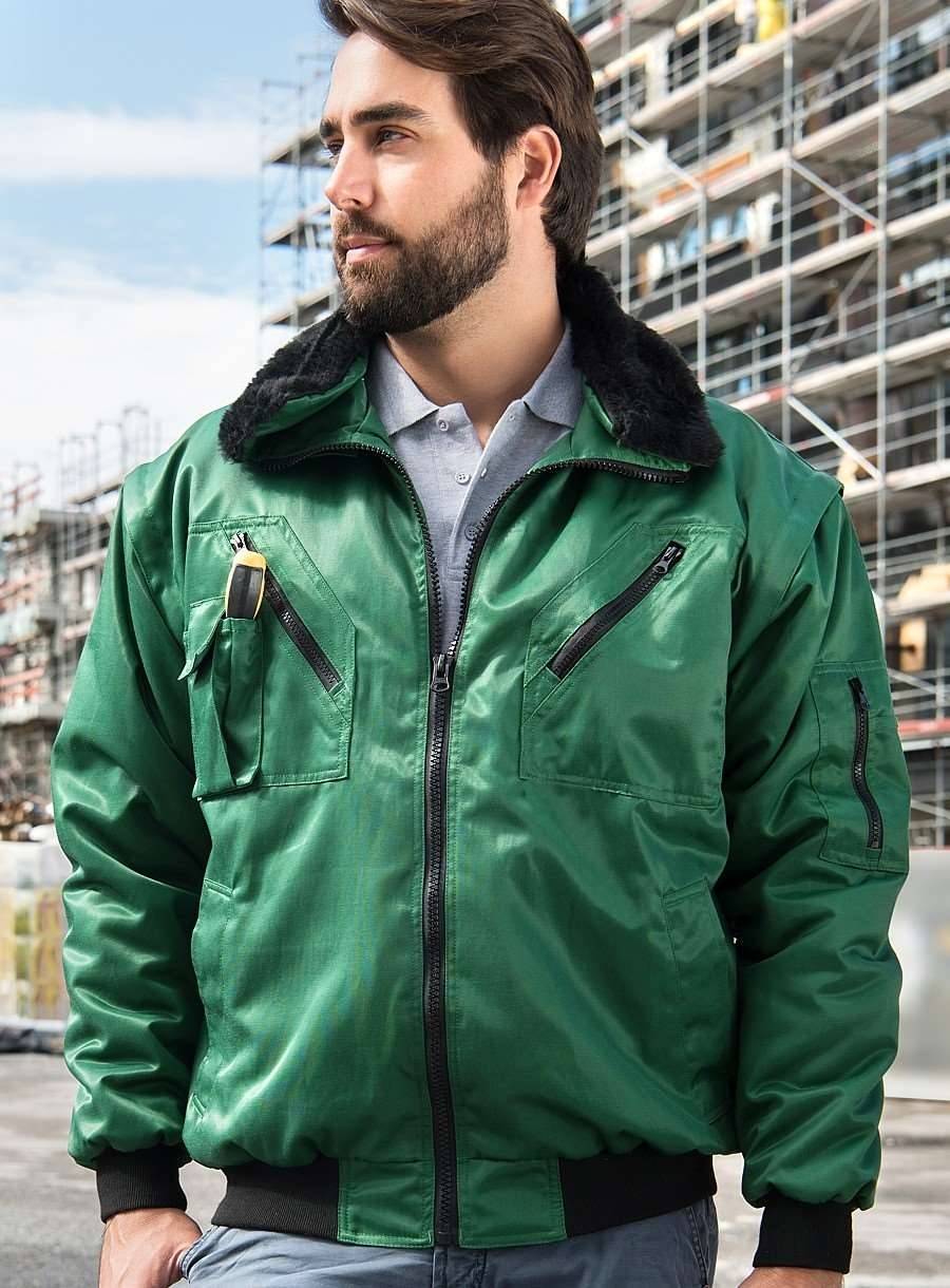 Kurtka pilotka z odpinanymi rękawami oraz podszewką, odporna na przetarcia