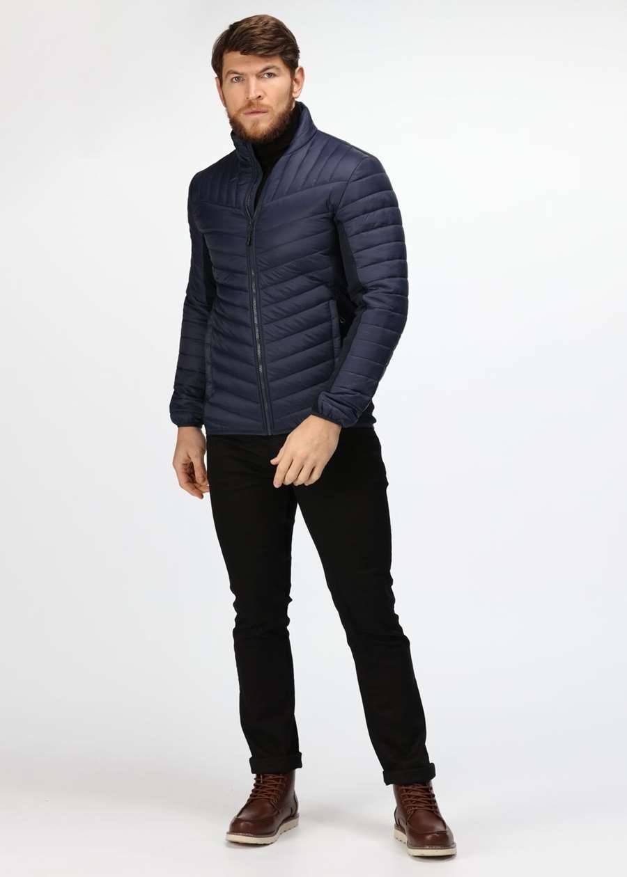 Kurtka puchowa Regatta pikowana z bocznymi panelami w technologii softshell