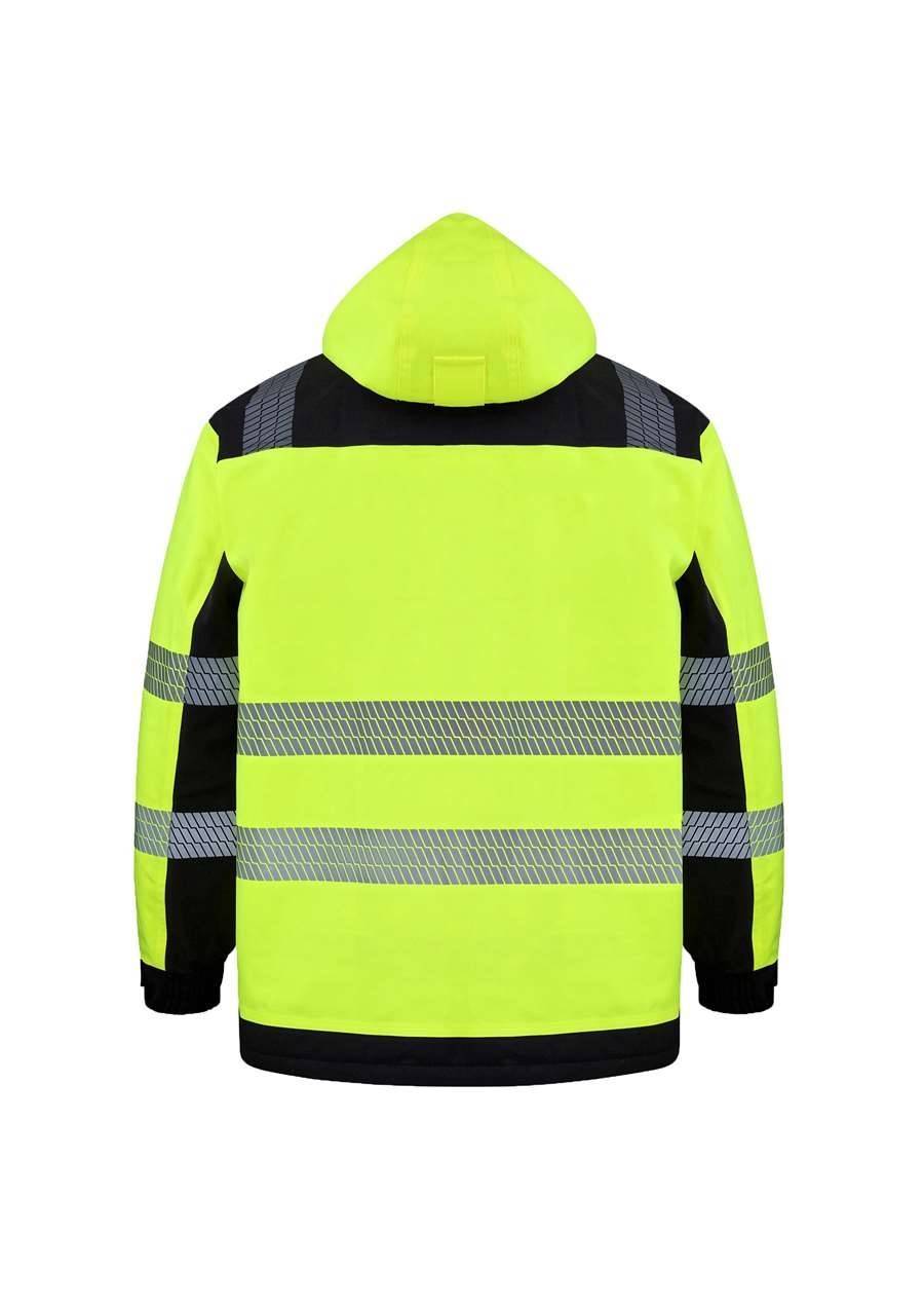 Kurtka robocza wodoodporna z odblaskowymi pasami i chowanym kapturem