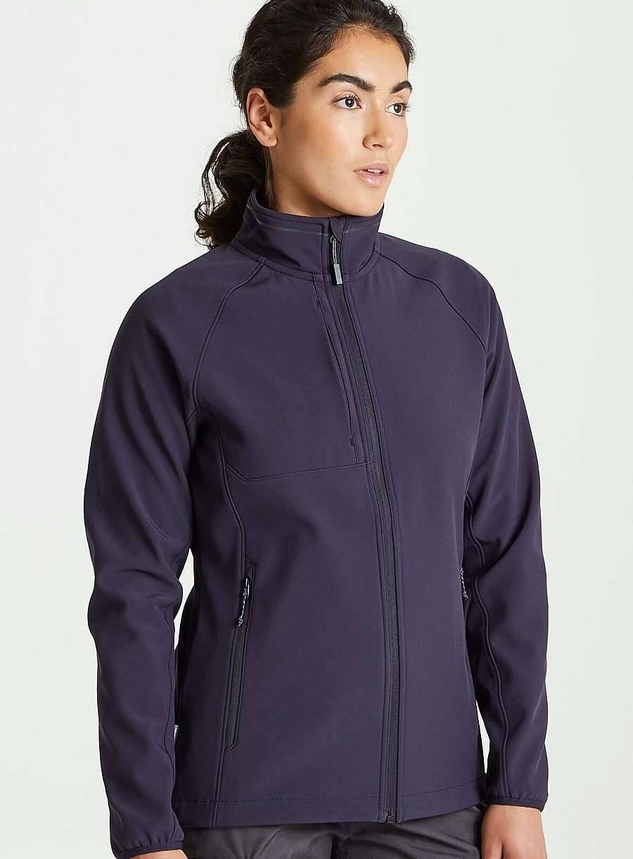 Kurtka softshell damska z klapą sztormową i osłoną podbródka, materiał z recyklingu