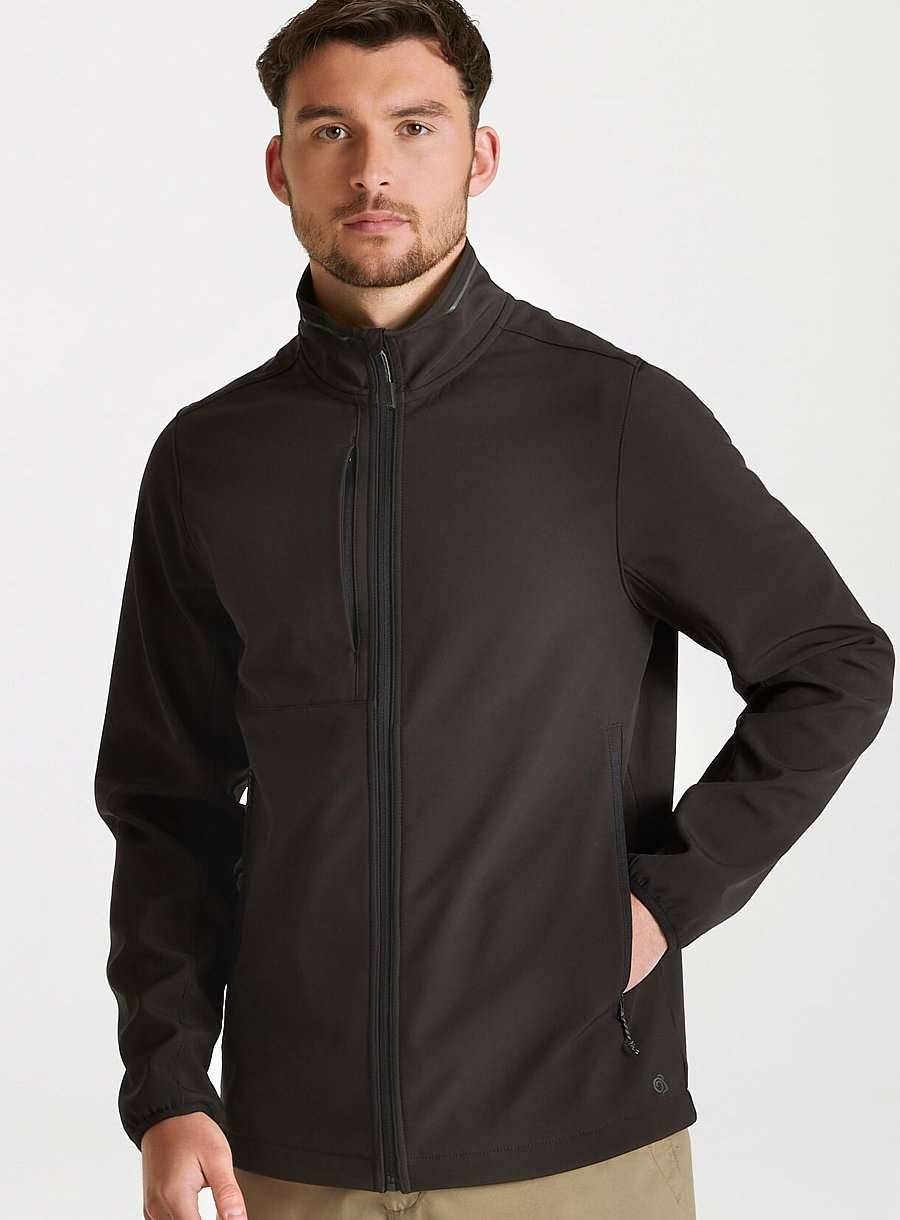 Kurtka softshell męska z klapą sztormową i osłoną podbródka, materiał z recyklingu