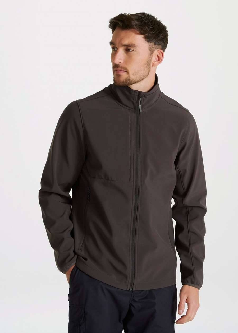 Kurtka softshell męska z klapą sztormową i osłoną podbródka, materiał z recyklingu