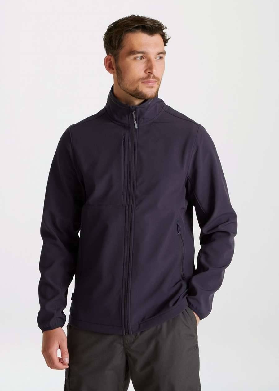 Kurtka softshell męska z klapą sztormową i osłoną podbródka, materiał z recyklingu