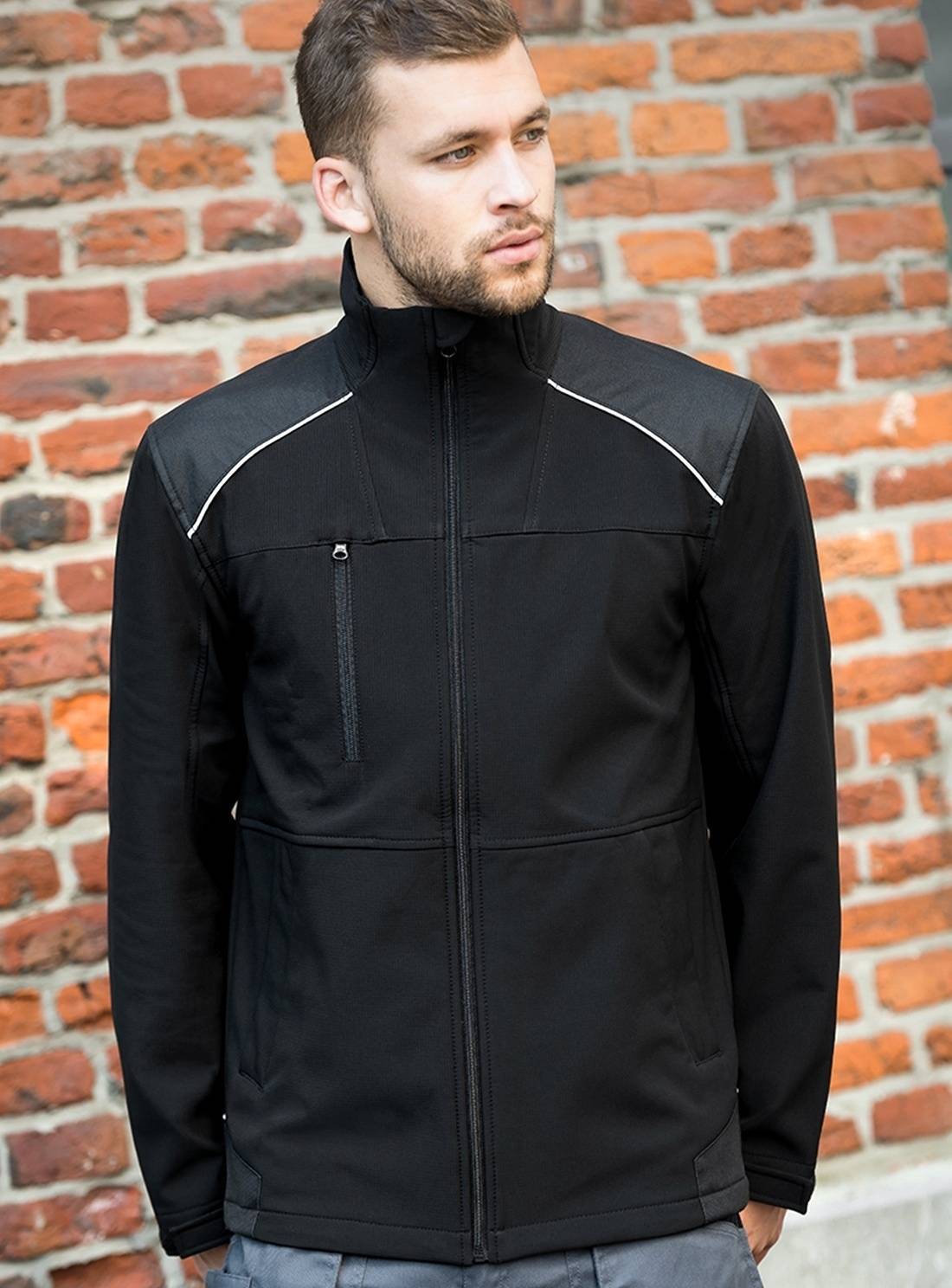 Kurtka softshell męska z odblaskowymi lamówkami na ramionach