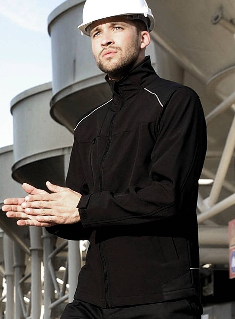 Kurtka softshell męska z odblaskowymi lamówkami na ramionach