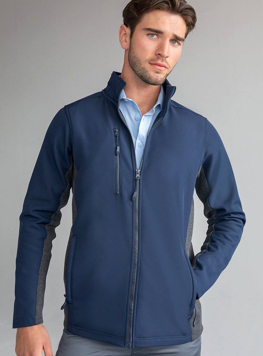 Kurtka softshell z mikropolarem i kontrastowymi bocznymi panelami