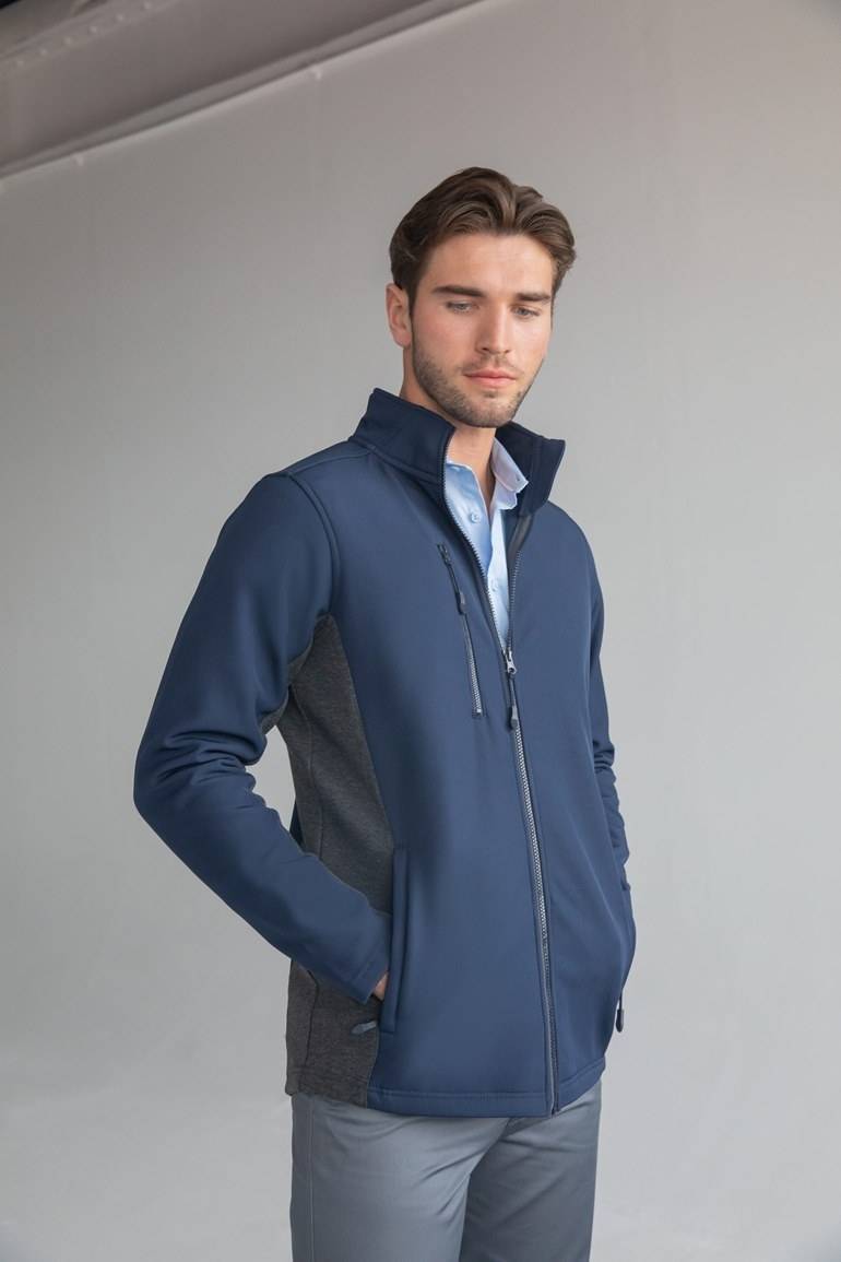 Kurtka softshell z mikropolarem i kontrastowymi bocznymi panelami