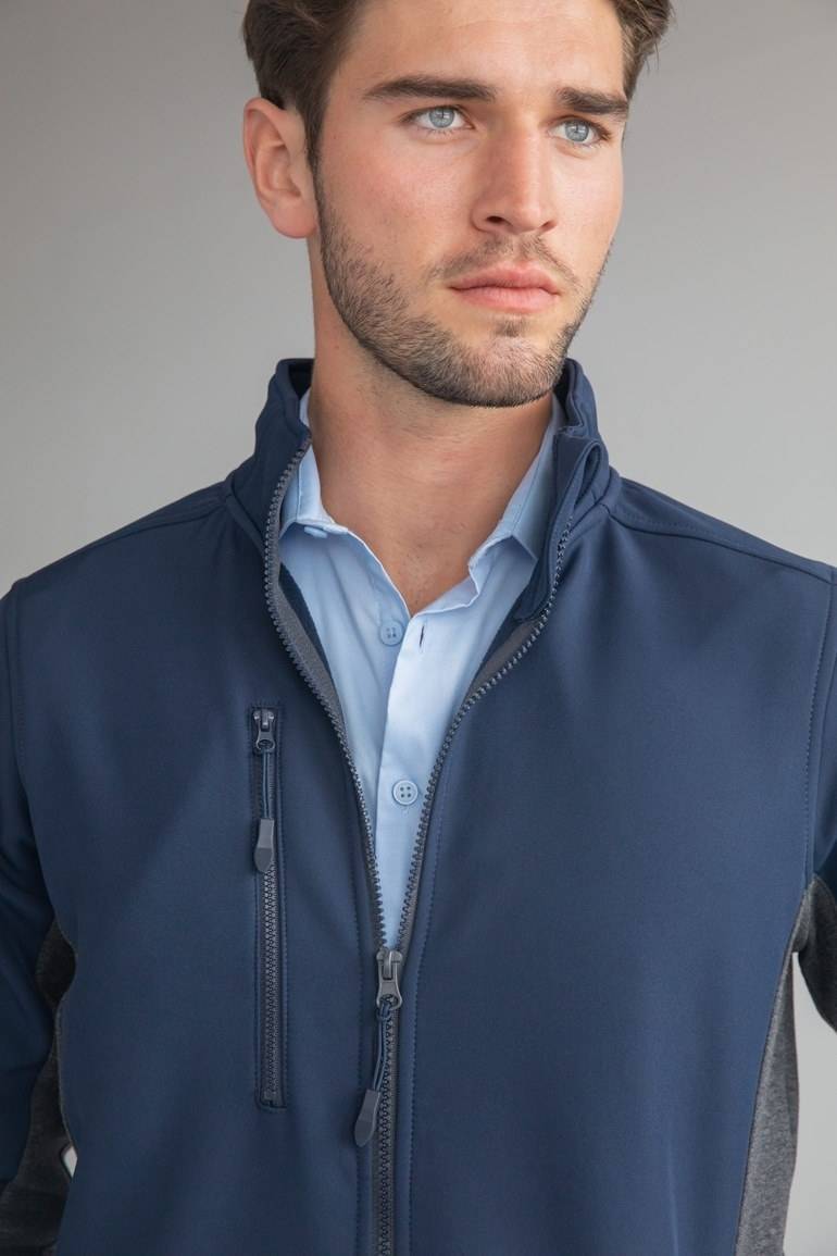 Kurtka softshell z mikropolarem i kontrastowymi bocznymi panelami