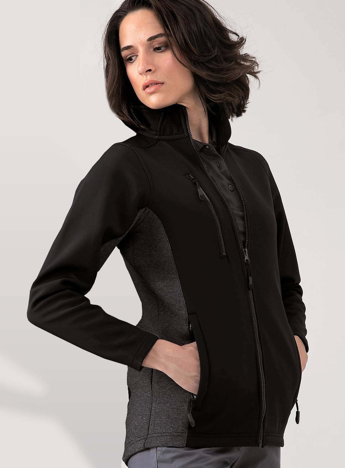 Kurtka softshell z mikropolarem i kontrastowymi bocznymi panelami