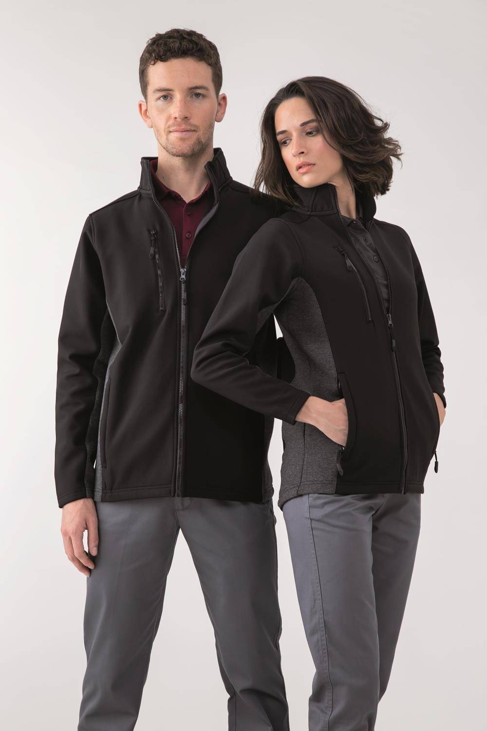 Kurtka softshell z mikropolarem i kontrastowymi bocznymi panelami