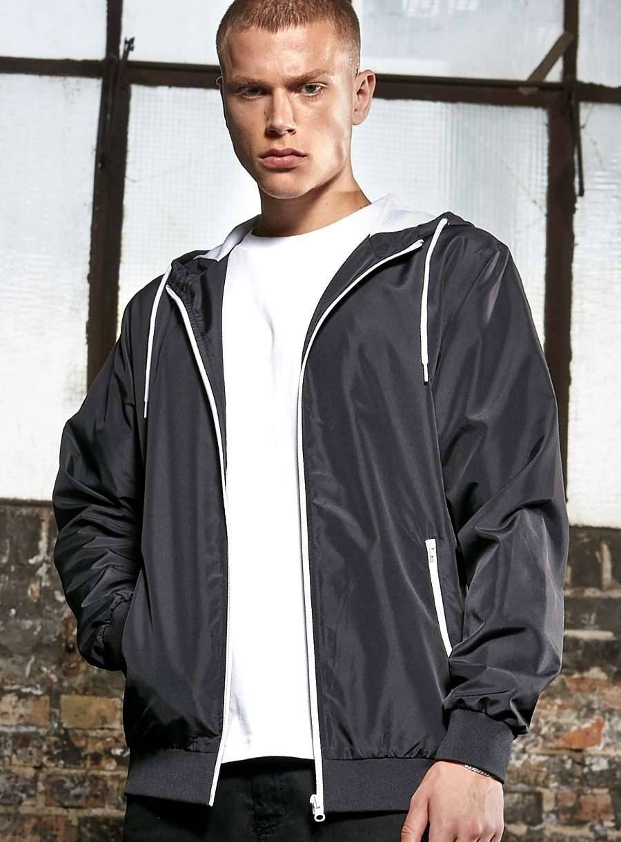 Lekka kurtka męska z kapturem, materiał z recyklingu