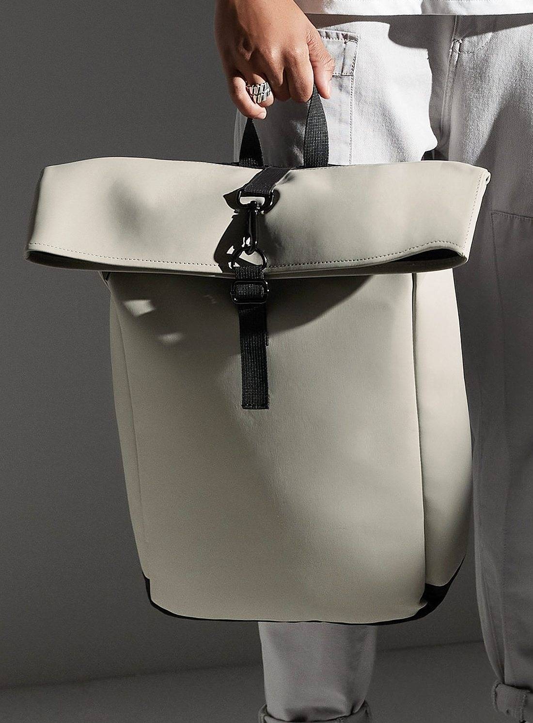 Matte PU Roll-Top Backpack