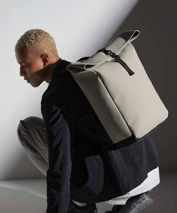 Matte PU Roll-Top Backpack