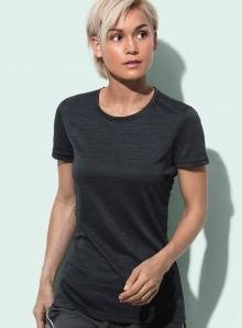 Melanżowa koszulka damska sportowa z bocznymi szwami