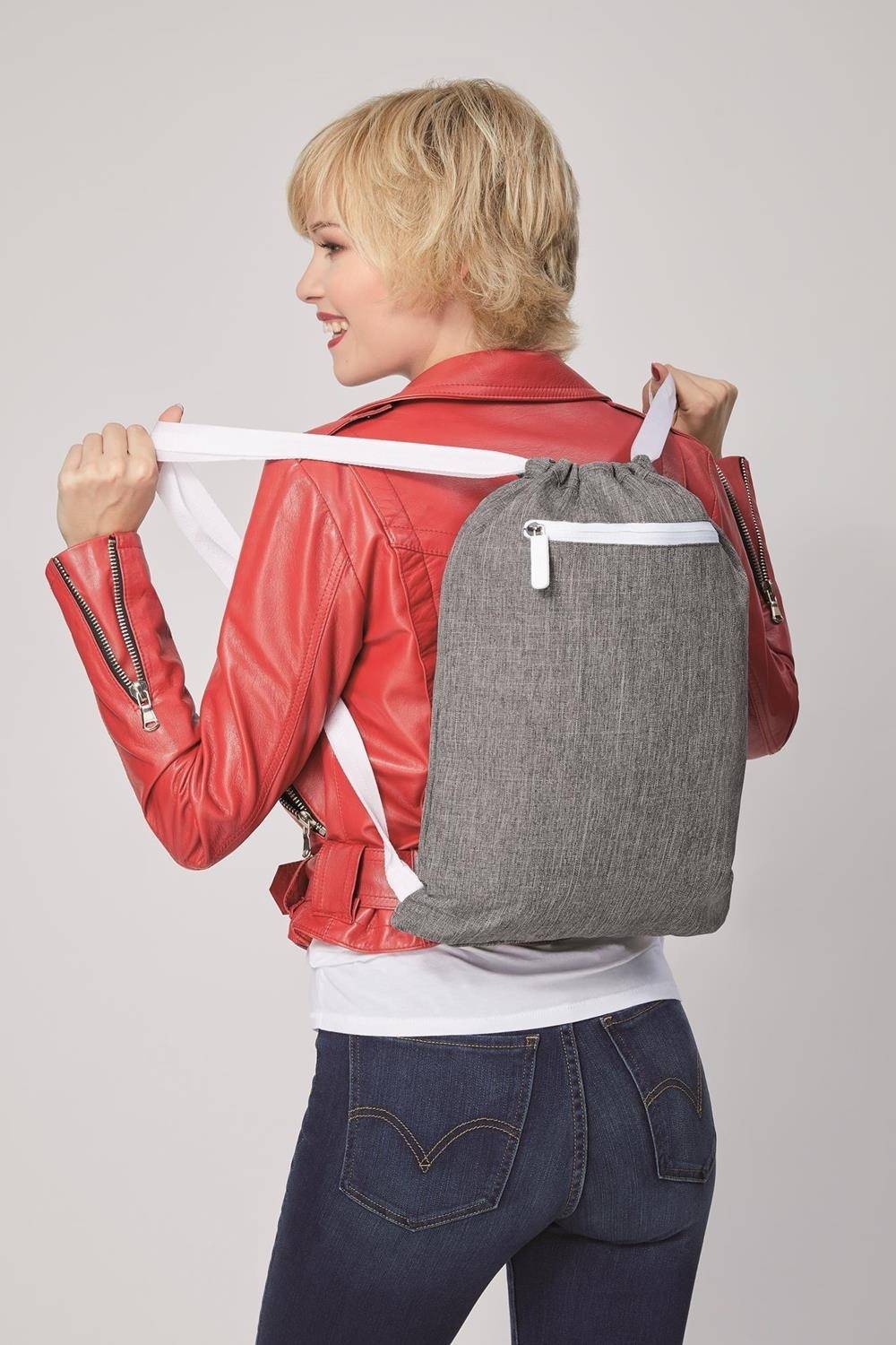 Melanżowy worek sportowy z zapinaną kieszenią