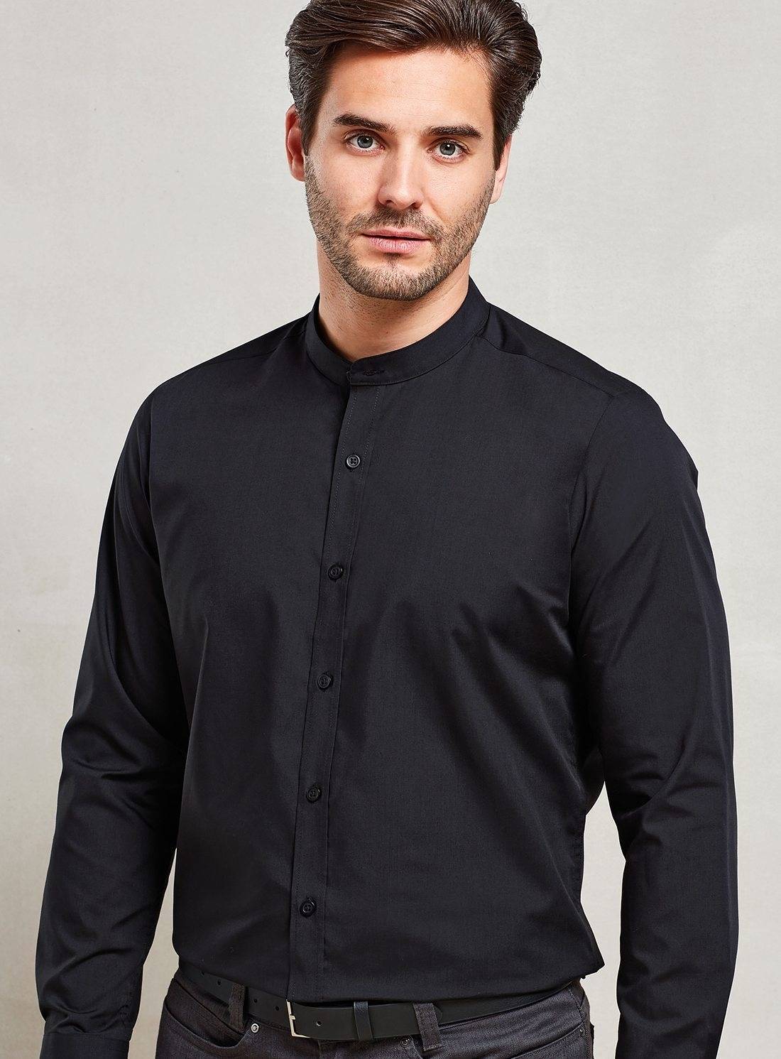 Men´s Banded Collar Grandad Long Sleeve Shirt