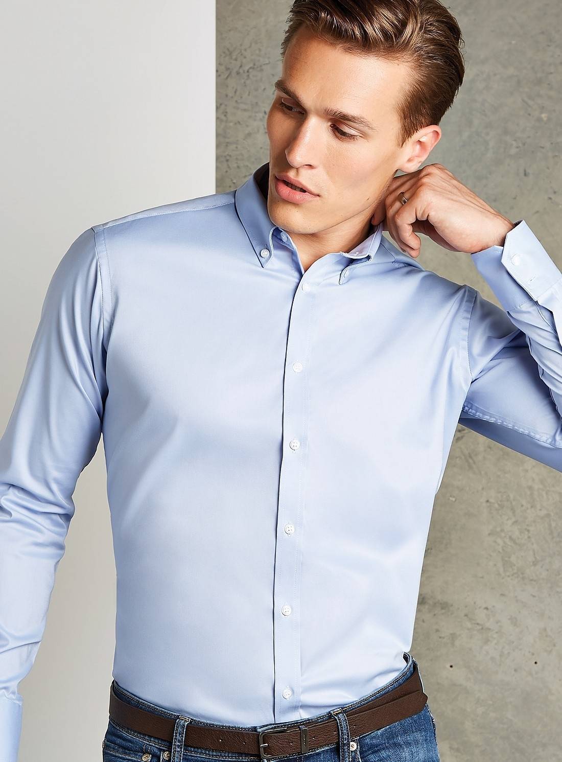 Męska koszula Slim Fit z usztywnionym kołnierzykiem