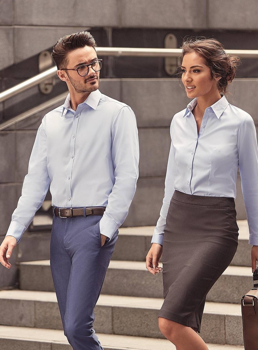 Męska koszula z długim rękawem Herringbone