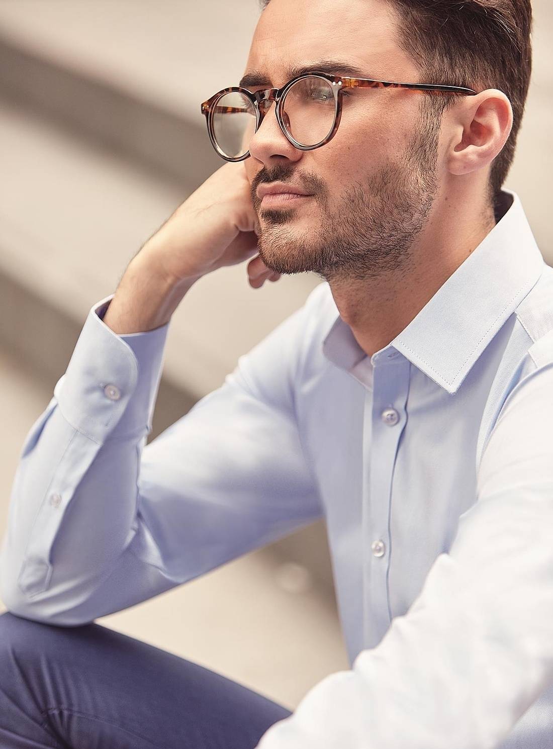 Męska koszula z długim rękawem Herringbone