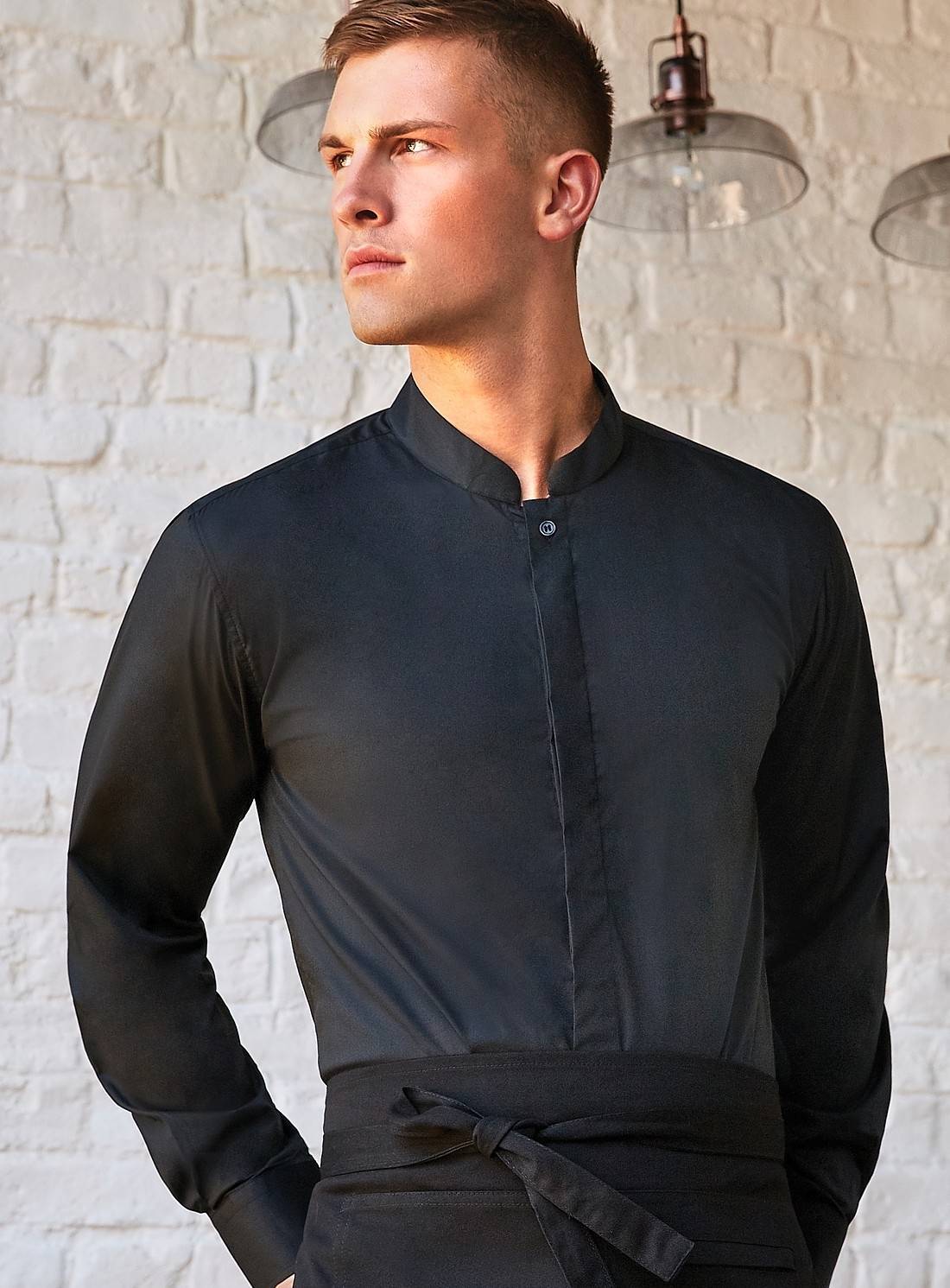 Męska koszula z długim rękawem Mandarin