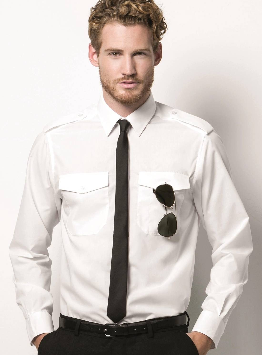 Męska koszula z długimi rękawami typu pilotka