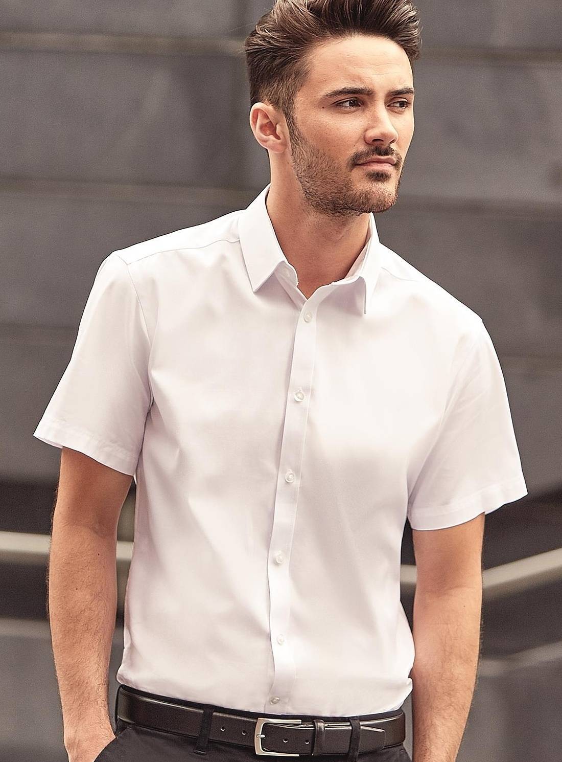 Męska koszula z krótkim rękawem Herringbone