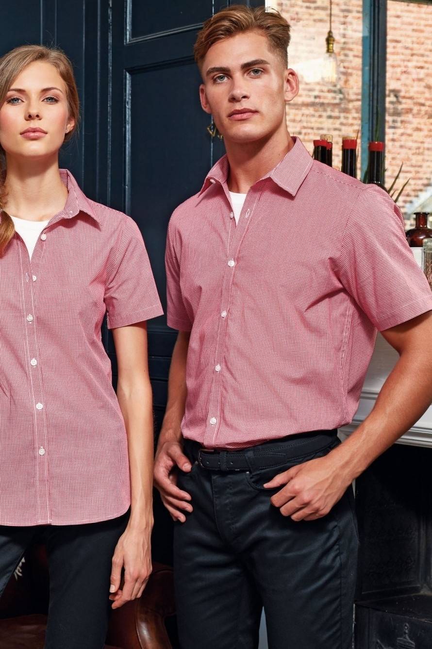 Męska koszula z krótkimi rękawami w drobną kratkę