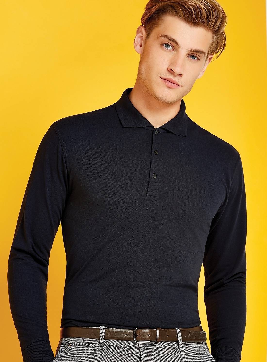 Męska koszulka polo z długimi rękawami z piki