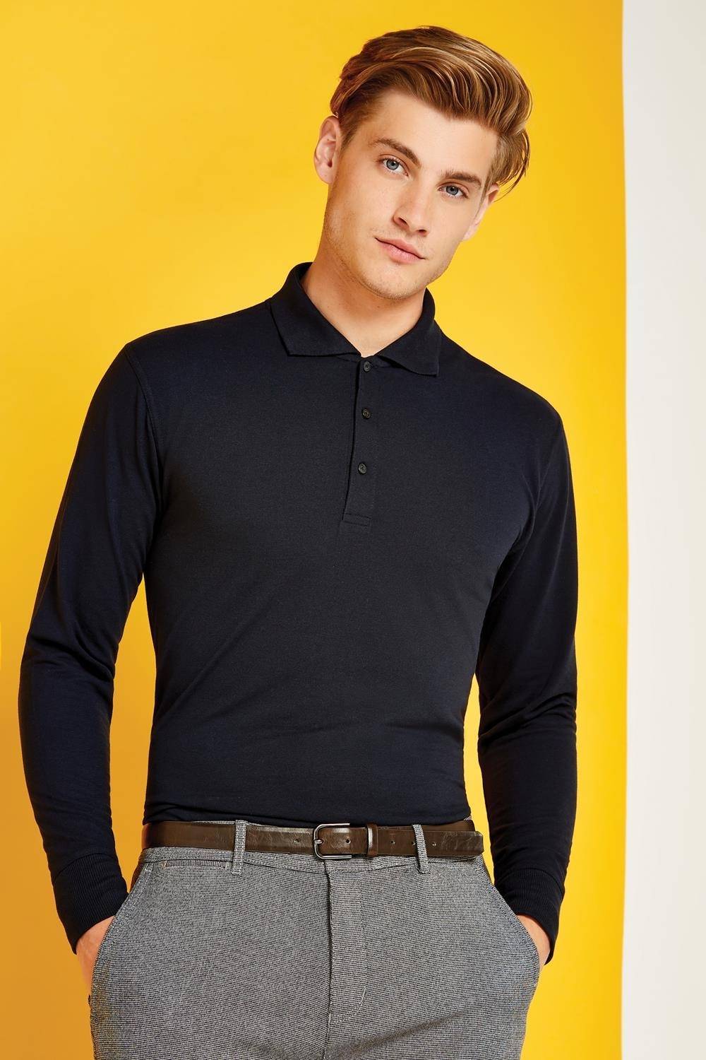 Męska koszulka polo z długimi rękawami z piki