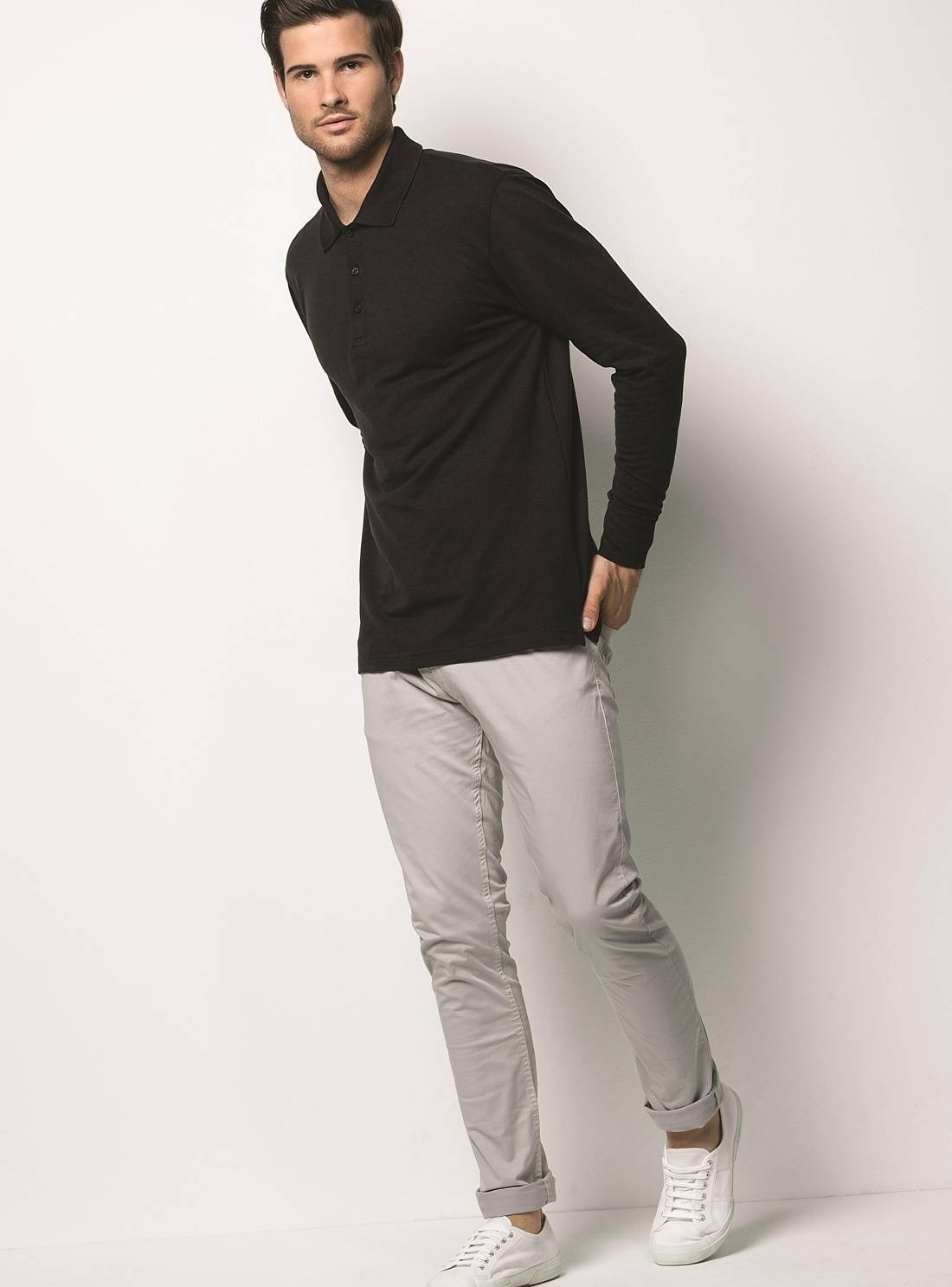 Męska koszulka polo z długimi rękawami z piki