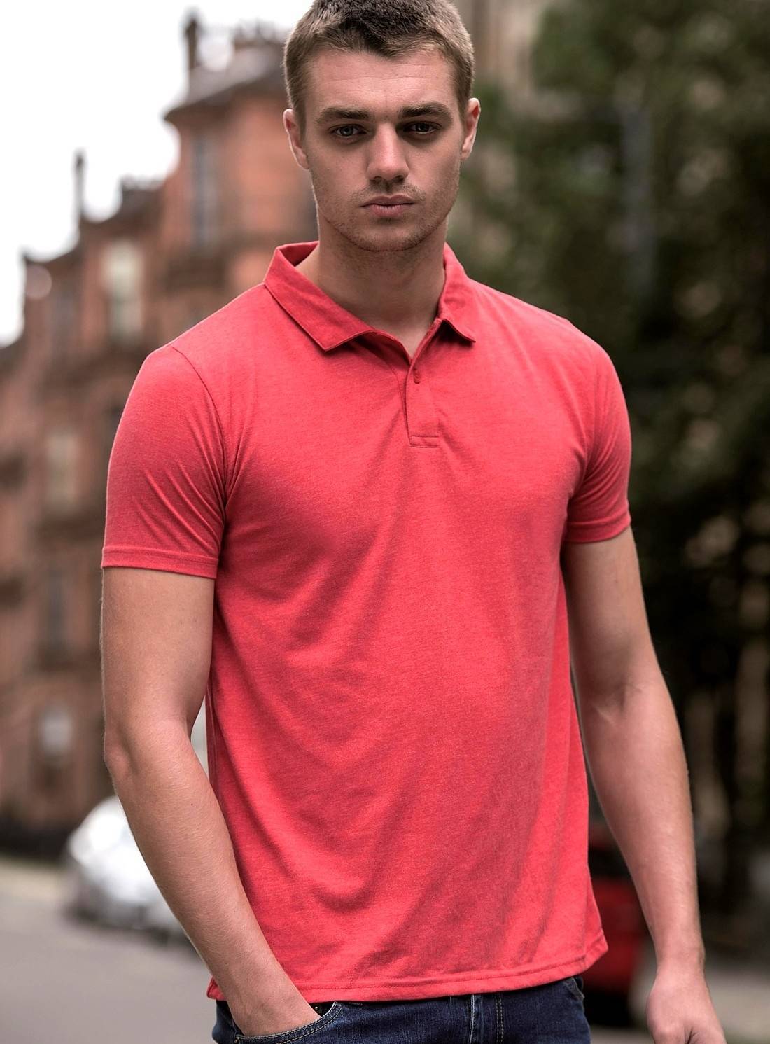 Męska melanżowa koszulka polo z materiału Tri Blend