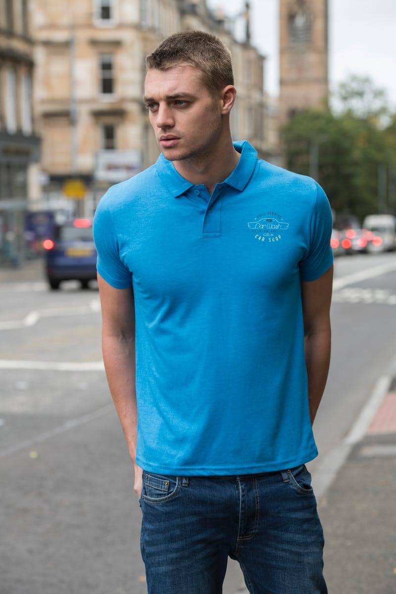 Męska melanżowa koszulka polo z materiału Tri Blend