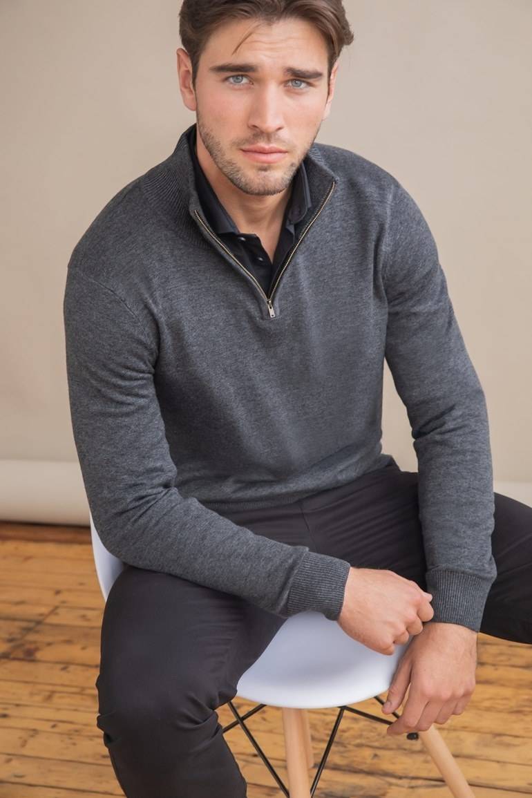 Męski sweter na krótki zamek Henbury Quarter