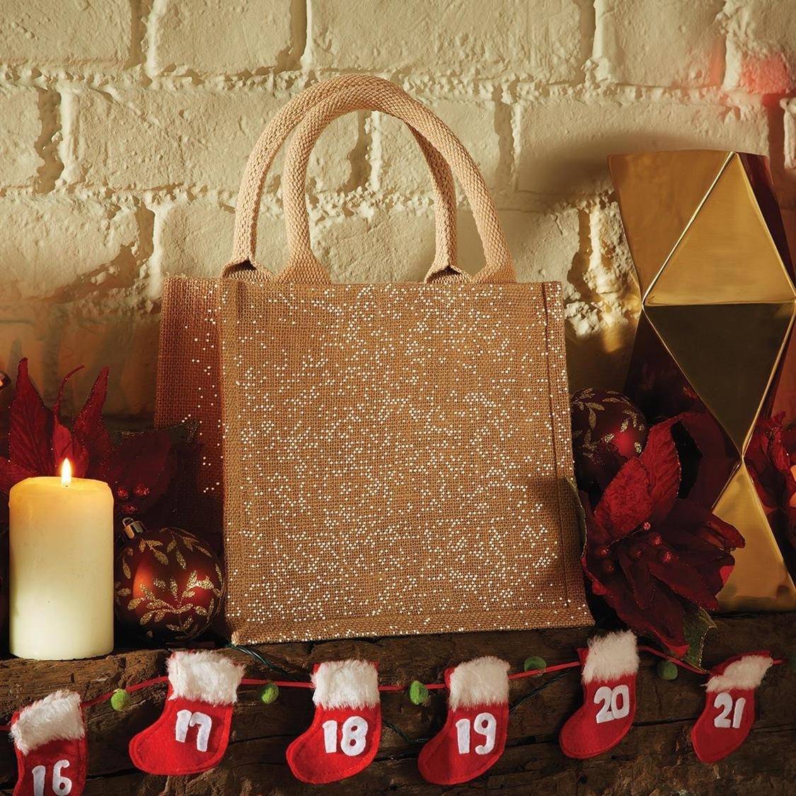 Metalizowana torba prezentowa z juty