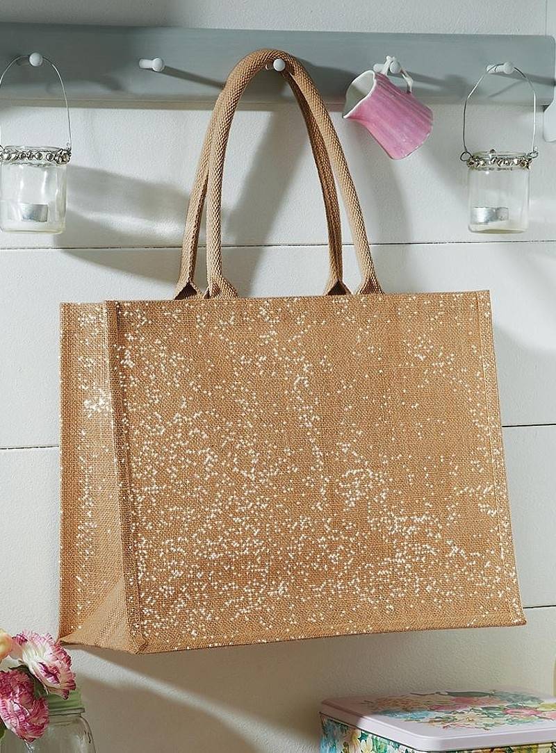 Metalizowana torba z juty z bawełnianymi uchwytami