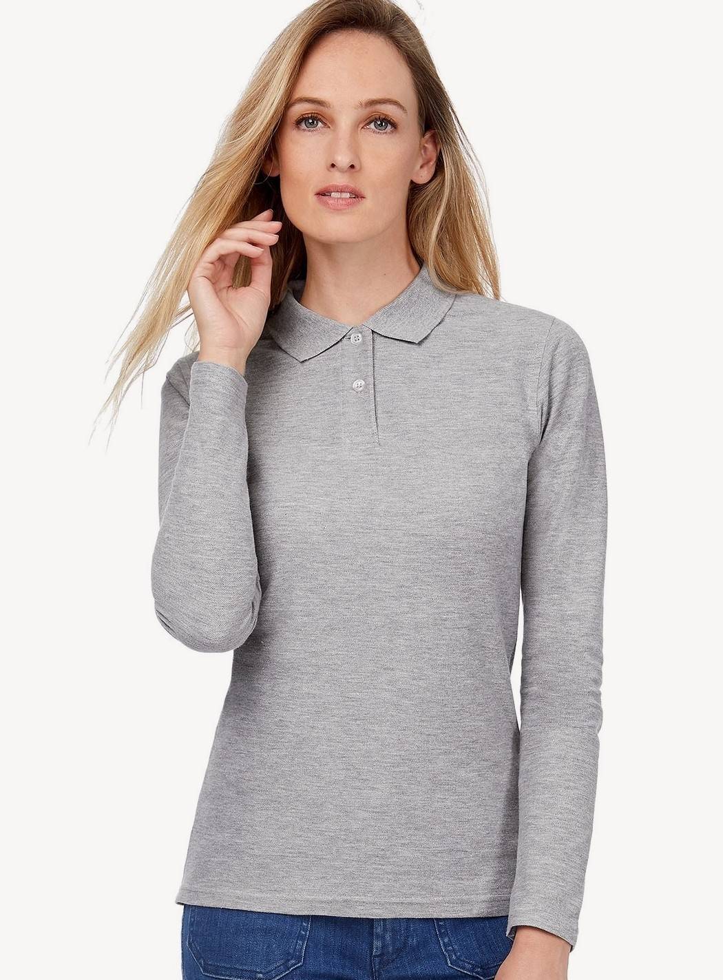 Modna damska bluzka polo z guzikami w kolorze materiału