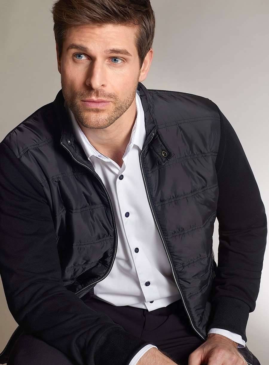 Modna kurtka męska w wykonaniu hybrydowym