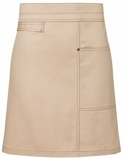 Modna zapaska kelnerska z kontrastowymi szwami