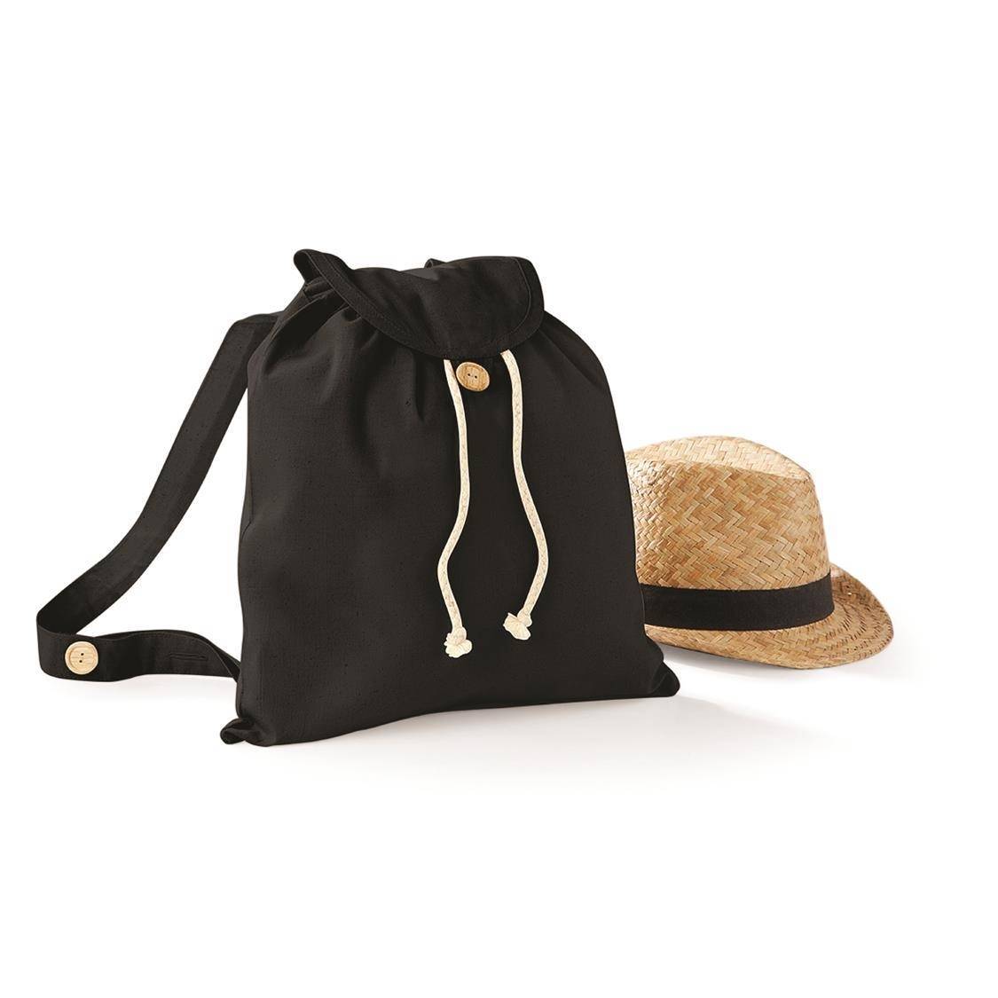 Modny plecak płócienny z drewnianymi guzikami