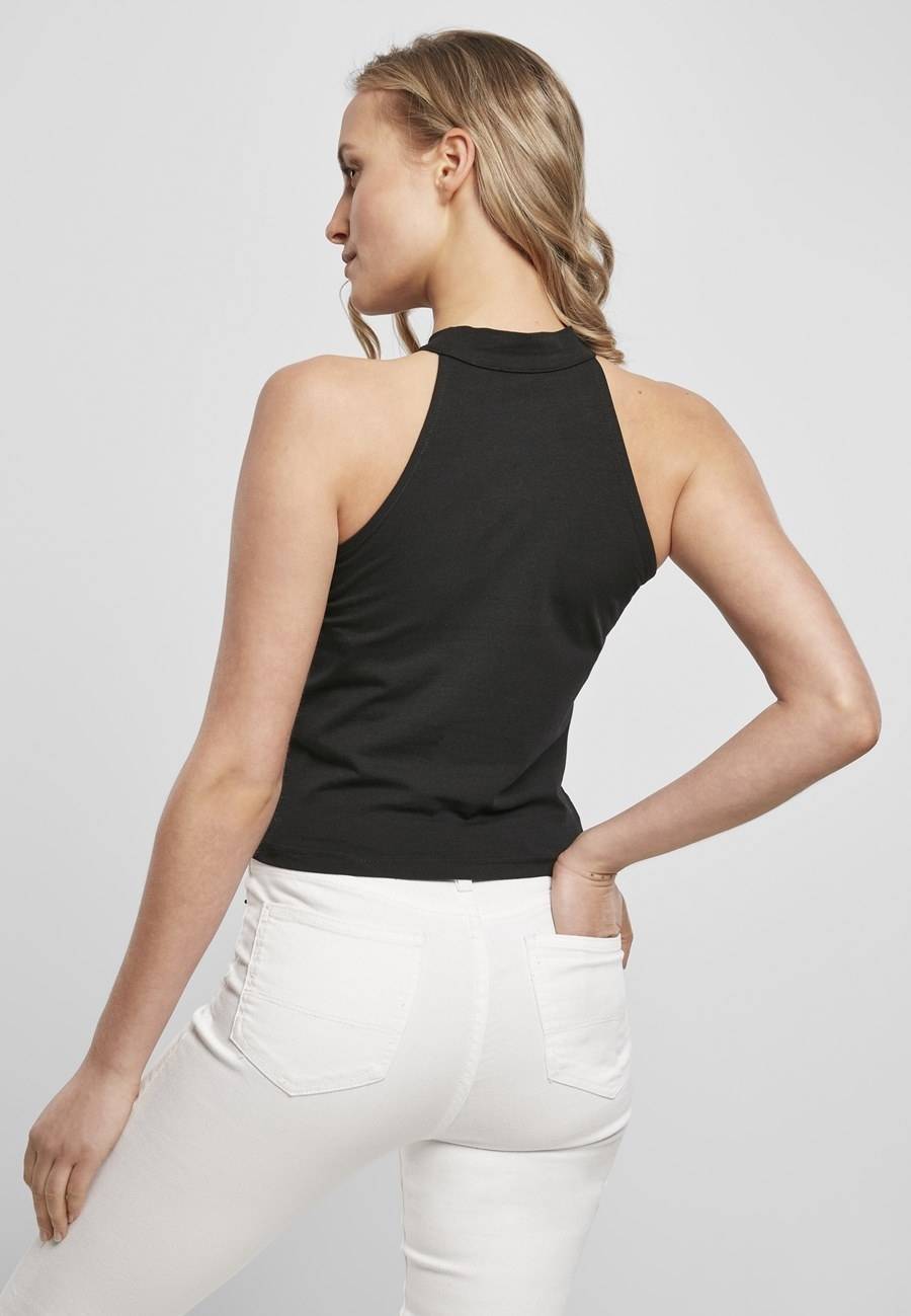 Modny top damski ze zwijaną stójką