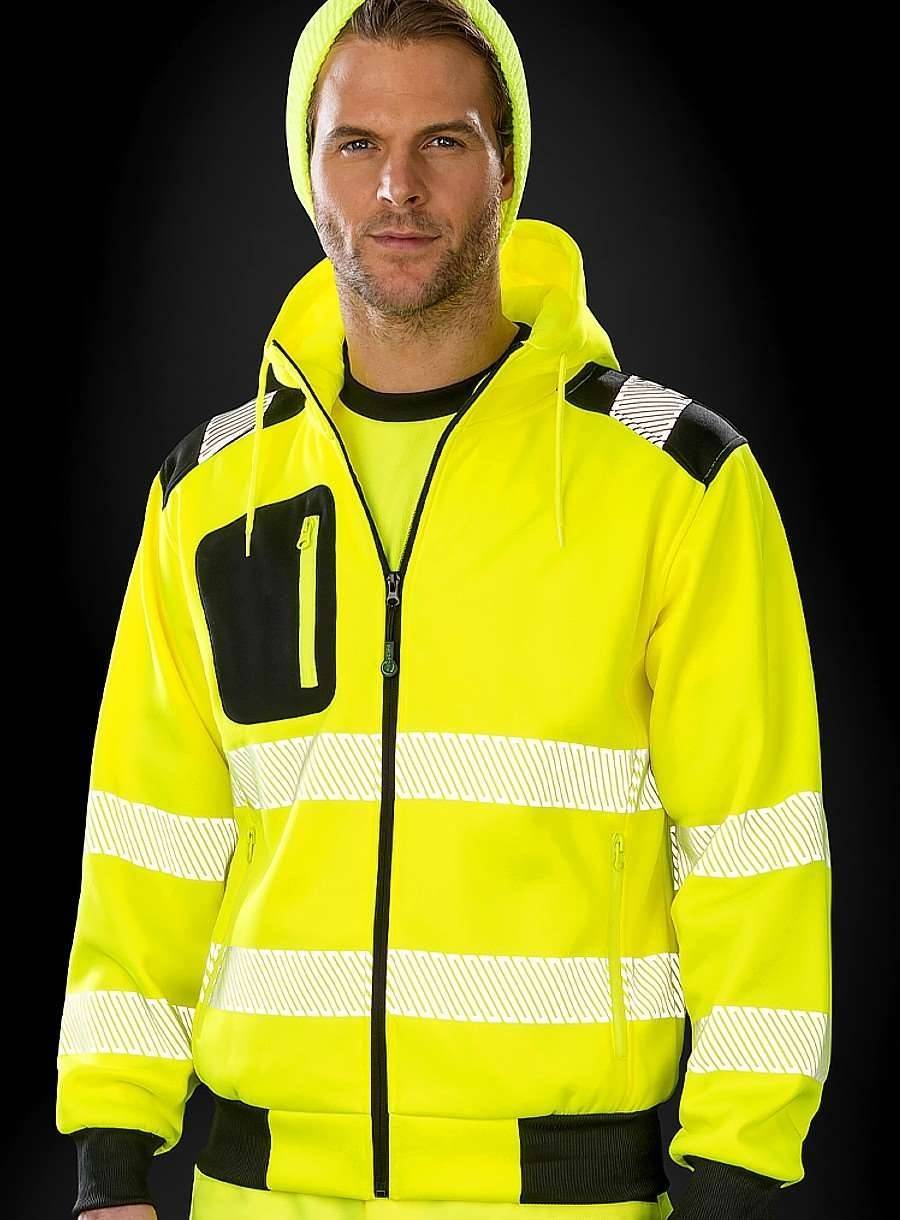 Odblaskowa bluza robocza z kapturem, oddychający materiał pochodzący z recyklingu