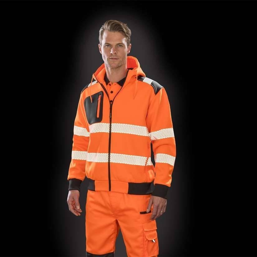 Odblaskowa bluza robocza z kapturem, oddychający materiał pochodzący z recyklingu